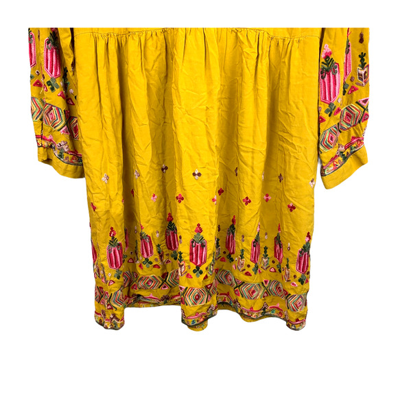 Anthropologie Floreat Raella Mustard Tunic Dress L - Picture 5 of 12